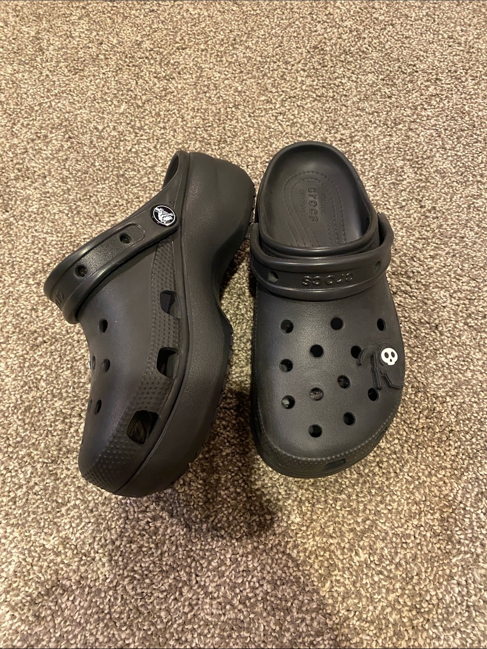 Black platform crocs